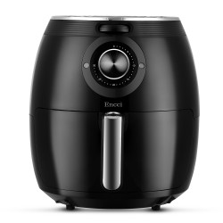 Encci Air Fryer - 5.5L Mechanical Black Air Fryer - Hot Air Fryer Oil Free Cooker, Manual Control, Healthy Cooking, Roast, Bake, Grill, Easy to Clean