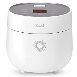 Encci 3-Cup Rice Cooker (6-Cup Cooked): Modern Fuzzy Logic with Delay Timer, Keep Warm, Non-Stick Pot, White