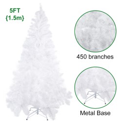 Encci 5FT White Christmas Tree - Artificial White Christmas Tree for Holiday Decoration - Easy to Assemble,  Perfect for Home, Office, Parties