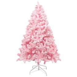 Encci 5FT Pink Snow Flocked Christmas Tree - Artificial Pink Christmas Tree with Snow Flocked Branches - Festive Holiday Decoration, Easy to Assemble,