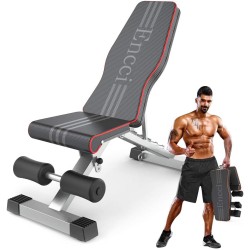 Encci Folding Weight Bench - Foldable Strength Training Bench for Home Gym - Adjustable Workout Bench for Exercise, Full Body Workout, Space Saving Design