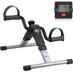 Encci Folding Pedal Exerciser - Under Desk Bike Pedal Exerciser for Arms & Legs - Portable Exercise Peddler for Seniors, Home Workout, Office Fitness, Rehabilitation - Adjustable Resistance