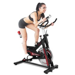 Encci Indoor Exercise Bike - Stationary Fitness Bicycle for Home Cardio Workout - Adjustable Resistance, LCD Monitor, Comfortable Seat - Smooth & Quiet Belt Drive, Black