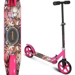 Encci Adjustable Height Scooter - Pink Two-Wheel Scooter for Kids/Teens - Lightweight Folding Scooter  - Adjustable Handlebar, Safe & Durable, Gift for Girls