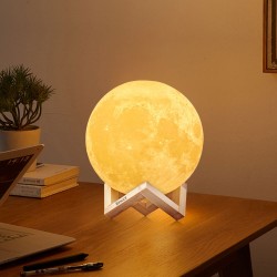 Encci Moon Lamp - 3D Printed Moon Light - Touch Control, Dimmable, Warm & Cool White Light, USB Rechargeable, Perfect Gift for Bedroom, Kids Room