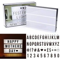 Encci Letter Light Box - DIY Personalized Cinematic Light Up Box Sign Letters, Numbers & Symbols - Message Board for Home Decor, Party, Wedding, Birthday, Events - Battery/USB Powered