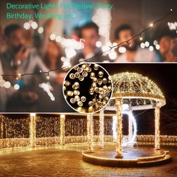 Encci 300 LED Fairy Lights - String Lights Waterproof with multi Modes - Decorative Twinkle Lights for Bedroom, Patio, Garden, Christmas, Wedding, Party, Outdoor/Indoor Decoration - Warm White
