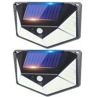 Encci Solar Lights - 220 LED Solar Outdoor Wall Lights with Motion Sensor - Waterproof Security Lights for Garden, Patio, Yard, Energy Saving, Easy Installation