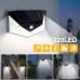 Encci Solar Lights - 220 LED Solar Outdoor Wall Lights with Motion Sensor - Waterproof Security Lights for Garden, Patio, Yard, Energy Saving, Easy Installation