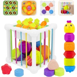 Encci Activity Cube Baby Toys: 6-in-1 Montessori Learning Sensory Educational Toy for Educational Activities for Toddlers Aged 18-48 Months, Busy Cube Activity Table for 1-Year-Olds