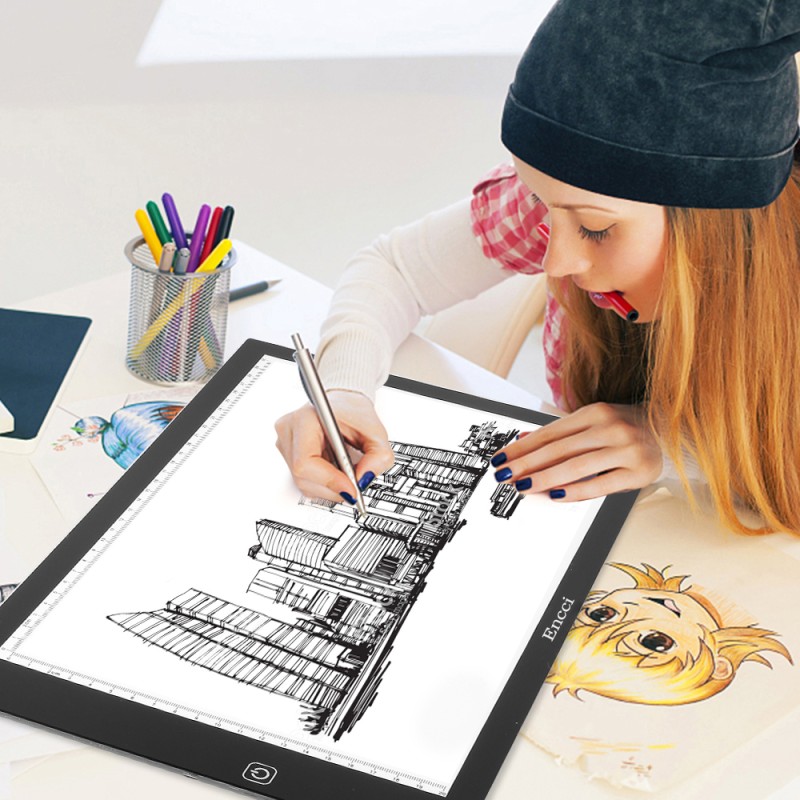 Elice Rechargeable A4 Light Box - Portable LED Tracing Pad With Stand, 6 Brightness Levels, Top Clip