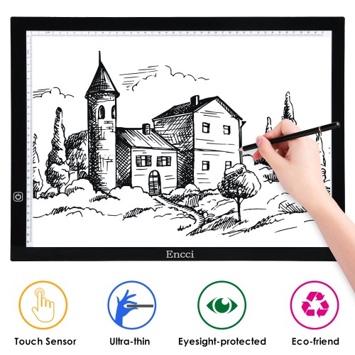 Encci Light Box - A3 LED Light Box for Tracing - Dimmable Drawing Board, Ultra-Thin, Portable, Perfect for Drawing, Sketching, Calligraphy, Artists, Students