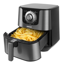 Encci Air Fryer - 5.5 Liter Manual Air Fryer - Hot Air Fryer Oil Free Cooker, Manual Control, Healthy Cooking, Roast, Bake, Grill, Easy to Clean, Black