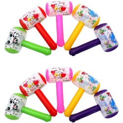 Encci 10-Piece Squeaky Inflatable Cartoon Hammer Toy with Sound Bell Clown Handle, Fun Toy for Toddlers and Kids (Random Color)